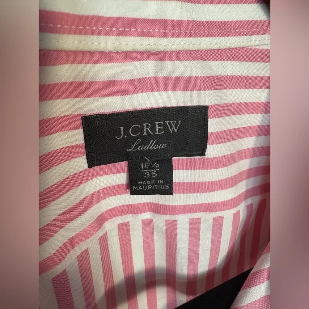 J.Crew Men’s Ludlow Classic Fit Button-Down Shirt | Pink & White | Size 16.5 35